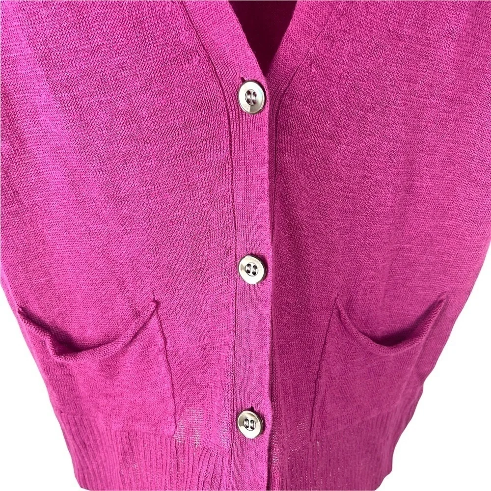Eileen Fisher Petite Silk and Linen Button Up Cardigan Size Petite Small - Picture 8 of 9